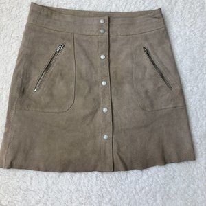 Vintage 70’s Style BlankNYC Womens Suede Tan Snap Mini Skirt Snap Closure Size S